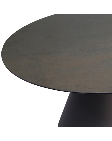 Table basse DEBBY ronde Acier corten grand modèle detail ceramique