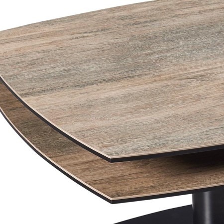 Table basse TONGA Wood Foncé détail Céramique