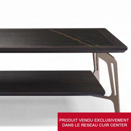 Table basse OPERA plateau ceramique Jade noir-or