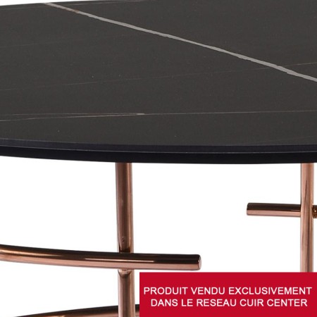 Table basse RIVOLI detail plateau céramique Jade noir-or