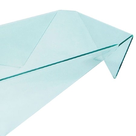 Table basse EASY rectangle en verre courbé plié design detail arriere
