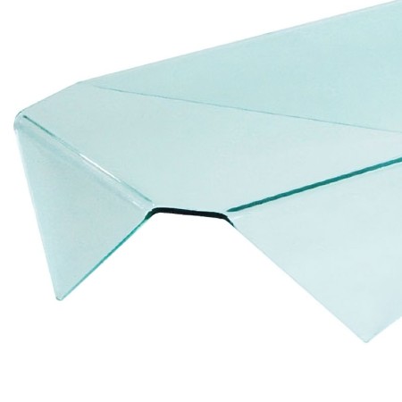 Table basse EASY rectangle en verre courbé plié design detail face