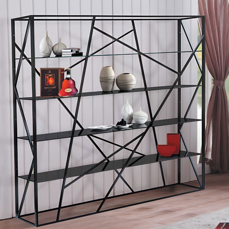 Bibliothèque KAGE Black métal et verre