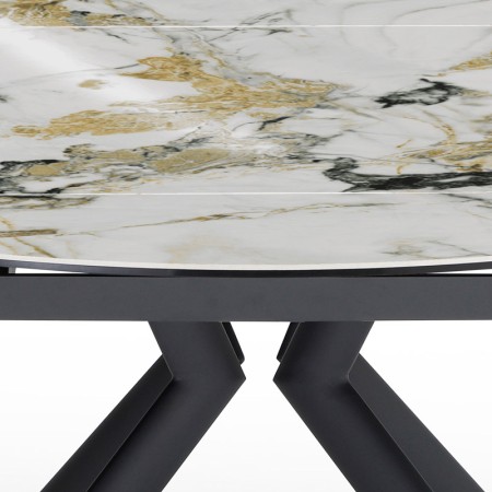 Table repas SOFIA 1500 ronde Cold Jade détail plateau