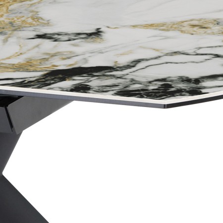 Table repas SOFIA 1500 ronde Cold Jade détail angle plateau