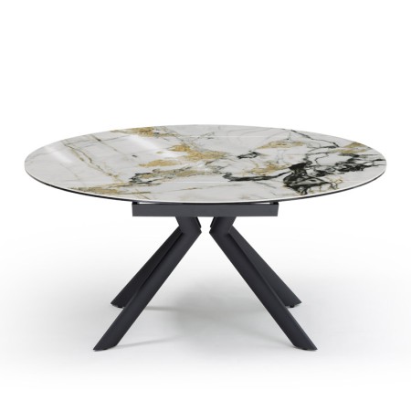 Table repas SOFIA 1500 ronde Cold Jade ouverte