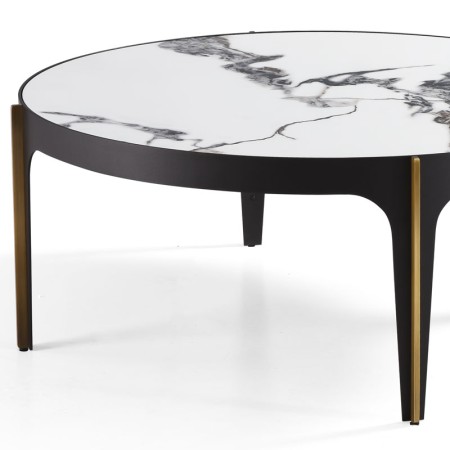 Table basse ADAGGIO détail piétement laiton céramique Yunshan