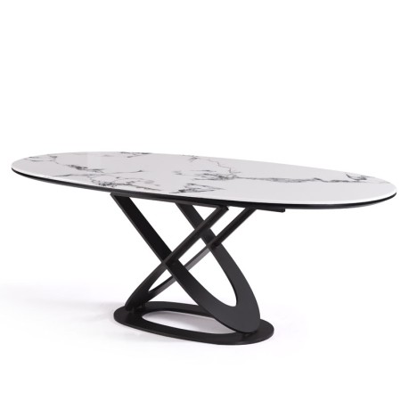 Table repas LAETITIA pied en U céramique Yunshan vue profil