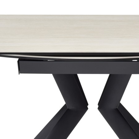 Table repas SOFIA 1500 ronde céramique travertin détail plateau amovible