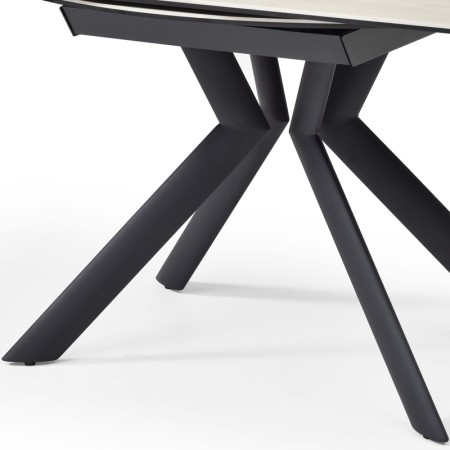 Table repas SOFIA 1500 ronde céramique travertin détail piètement