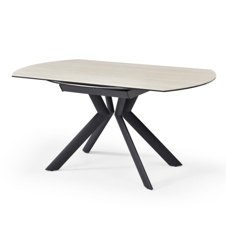 Table repas SOFIA 1500 ronde céramique travertin fermée