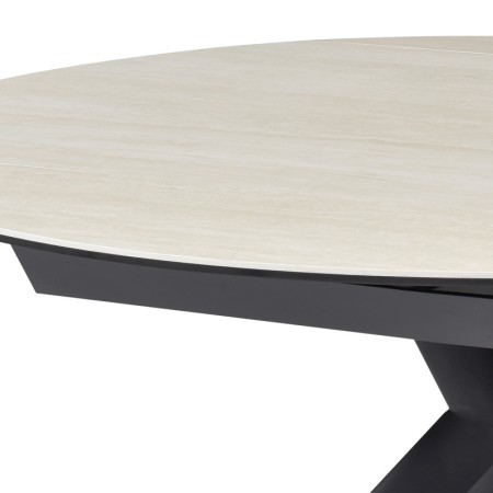 Table repas SOFIA 1500 ronde détail plateau céramique travertin