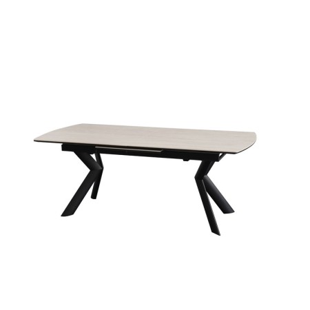 table repas nina ceramique travertin fermée vue 3/4