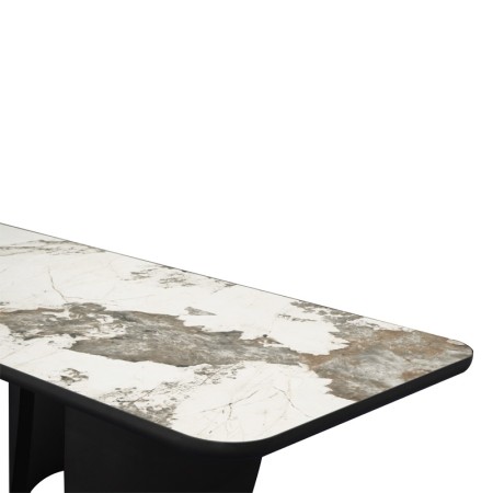 Table repas JOHANA detail céramique pandora pied bronze