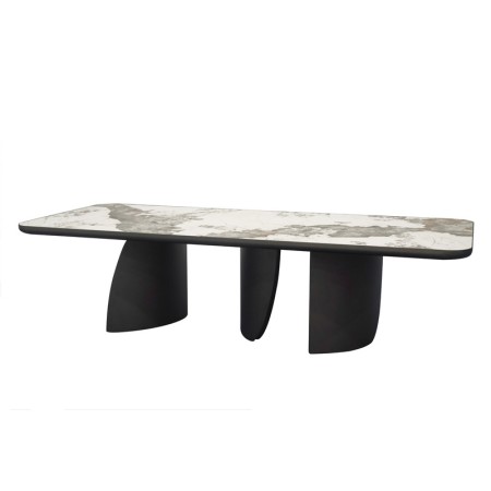 Table repas JOHANA céramique pandora pied bronze vue 3/4