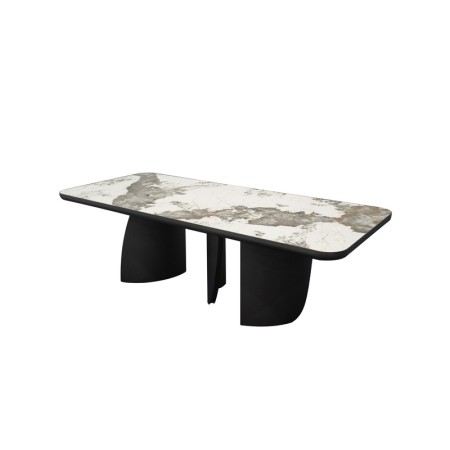 Table repas JOHANA 2m40 céramique pandora pied bronze