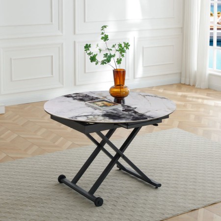 table relevable stand-up cold jade ouverte dans salon