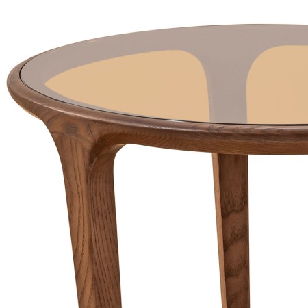 Table Basse SYMPHONIE PM bois verre sepia angle