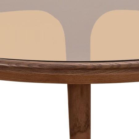 Table Basse SYMPHONIE PM bois verre sepia detail bord