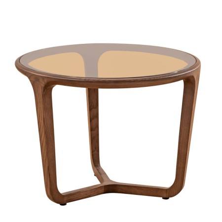 Table Basse SYMPHONIE PM bois verre sepia vue 3/4