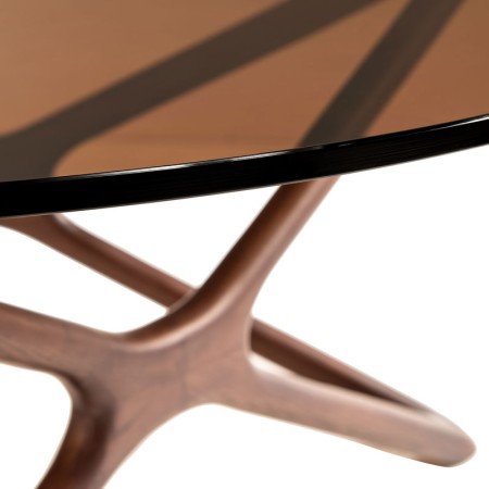 Table Basse MELODIE bois verre sepia cois pied