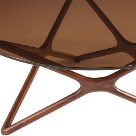 Table Basse MELODIE bois verre sepia zoom dessu