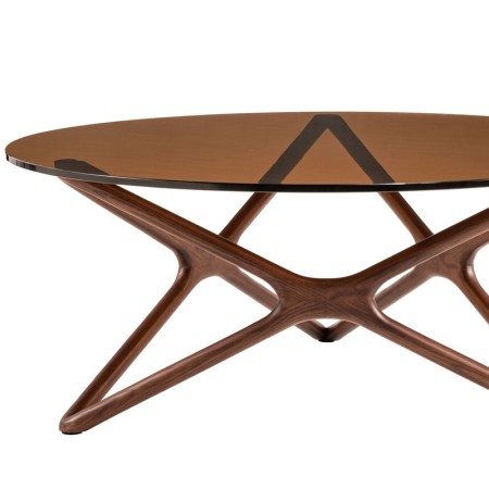 Table Basse MELODIE bois verre sepia vue coté
