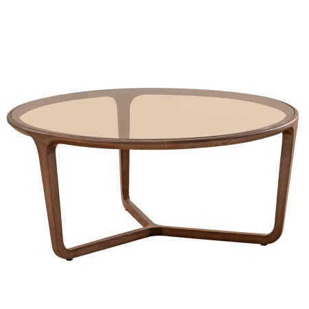 Table Basse SYMPHONIE GM bois verre sepia vue 3/4
