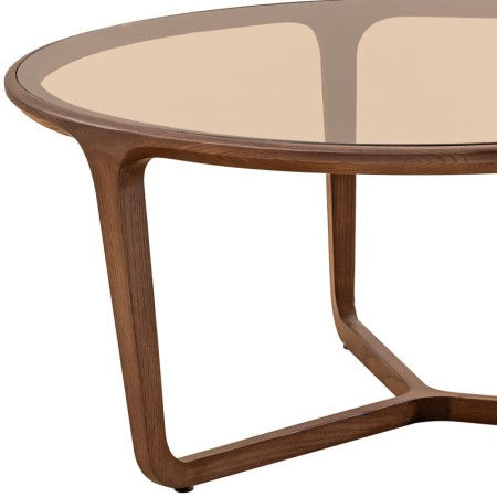 Table Basse SYMPHONIE GM bois detail verre sepia