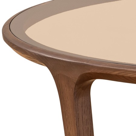 Table Basse SYMPHONIE GM detail bois verre sepia