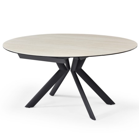 Table repas SOFIA 1m80 céramique TRAVERTIN ouverte face
