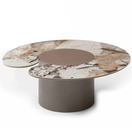 Table basse CASSIOPEE rond plateau céramique Martinelli en croissant