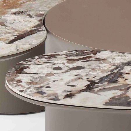 Table basse CASSIOPEE rond plateau céramique Martinelli vue croissant