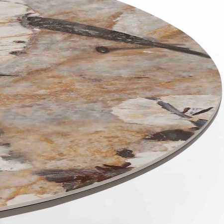 Table basse CASSIOPEE rond detail plateau céramique Martinelli en croissant