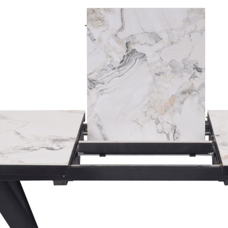 Table repas ANGELINA ceramique cold jade detail ouverture rallonge