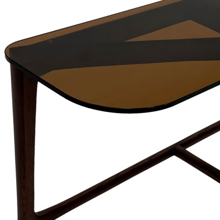 Console SYMPHONIE bois detail verre sepia