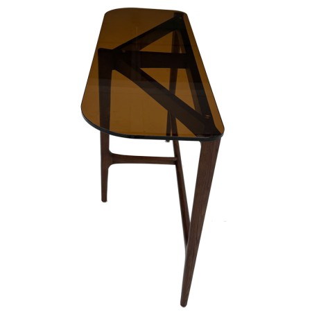 Console SYMPHONIE bois verre sepia vue 3/4 haute