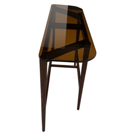 Console SYMPHONIE bois verre sepia vue cote