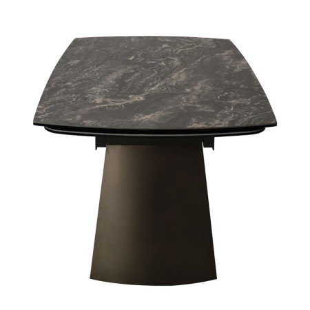 table repas tina ceramique vulcano detail pied bronze vue profil