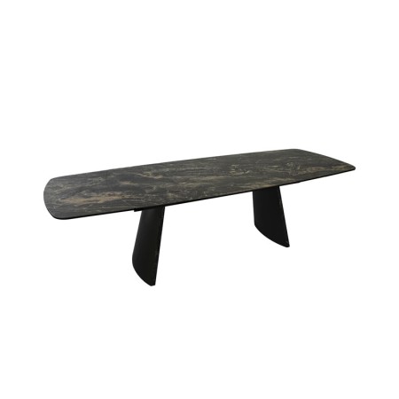 table repas tina ceramique vulcano pied bronze ouverte vue 3 4