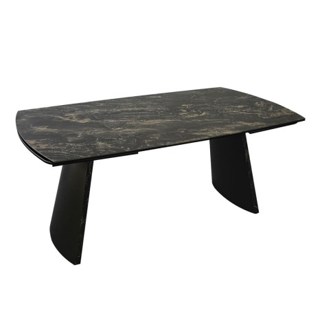 table repas tina ceramique vulcano pied bronze fermee vue 3 4