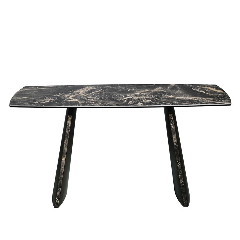 console tina ceramique vulcano pied bronze vue face