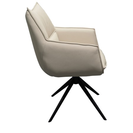 chaise pivotante tina cuir blanc profil