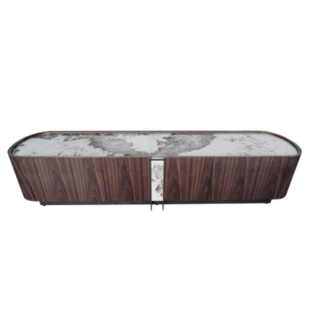 meuble TV EVA bois plateau ceramique vue face 1