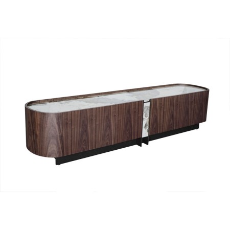 meuble TV EVA bois plateau ceramique vue 3 4