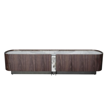 meuble TV EVA bois plateau ceramique vue face