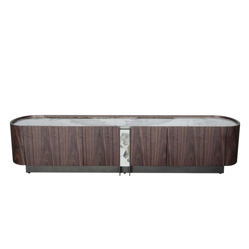 meuble TV EVA bois plateau ceramique vue face