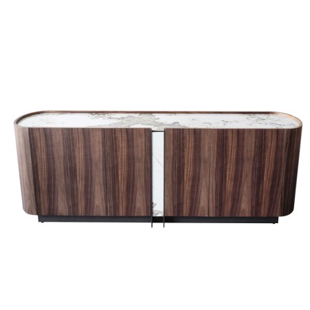 meuble tv EVA bois plateau ceramique vue face