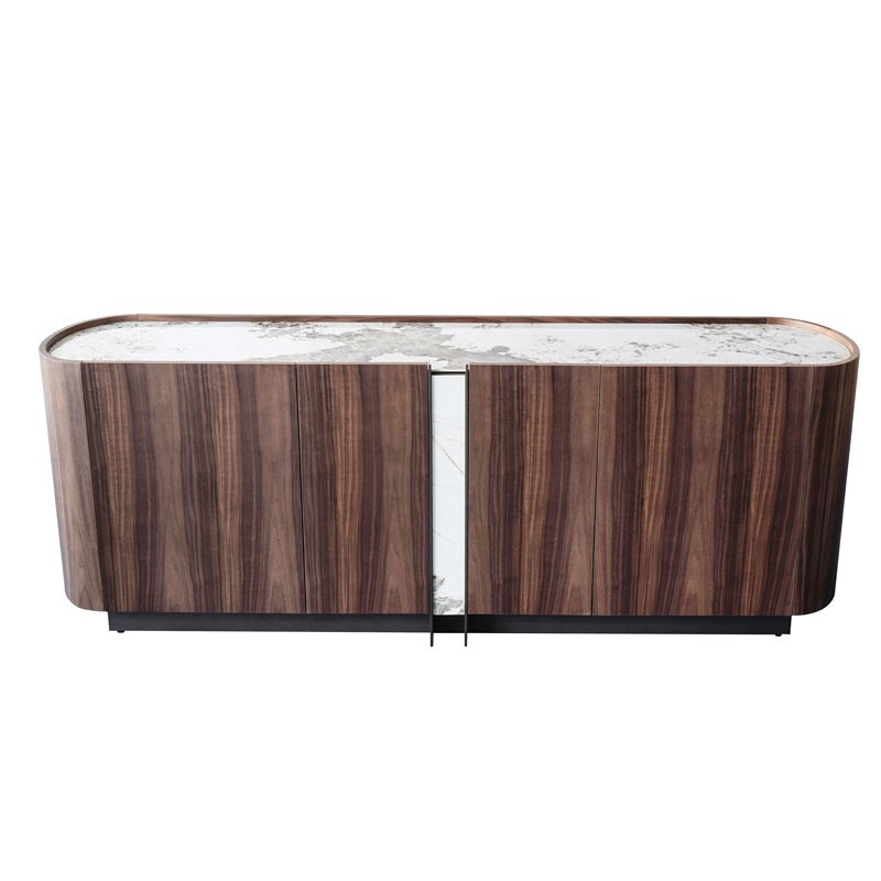 meuble tv EVA bois plateau ceramique vue face