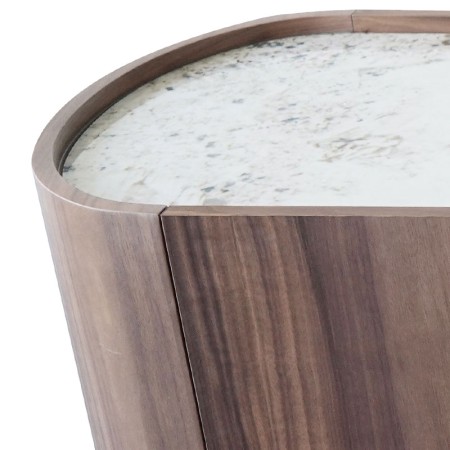 Buffet EVA bois plateau ceramique detail angle arrondis